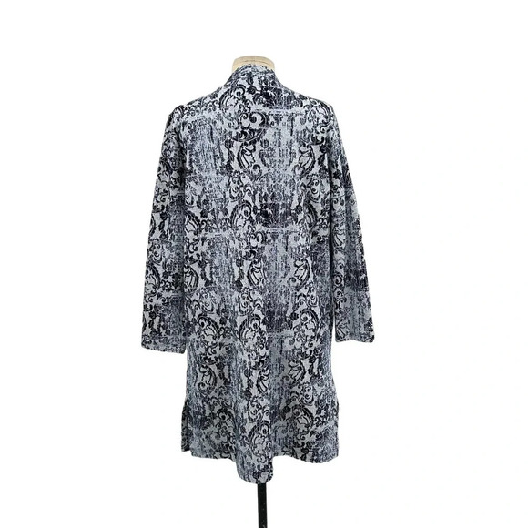Clara Sun Woo Scroll Filigree Long Open Front Cardigan Blue‎ Gray Size Small - Picture 5 of 8